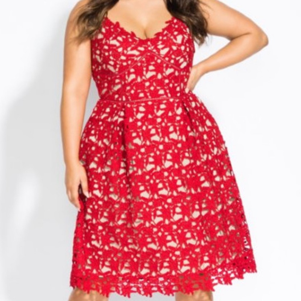 Red City Chic Cocktail Dress Plus Size